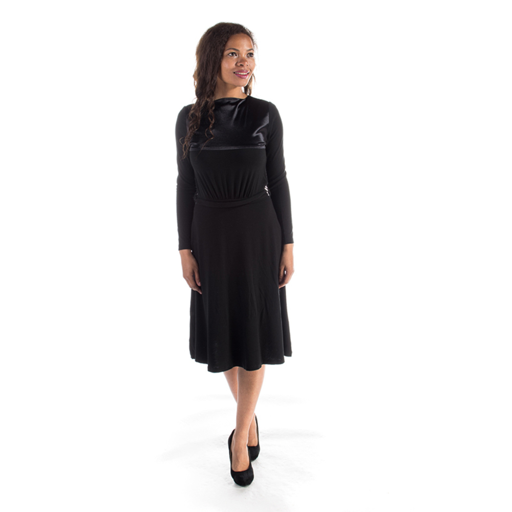LEONA EDMISTON BLACK LONG SLEEVE DRESS | WOMENS SIZE S